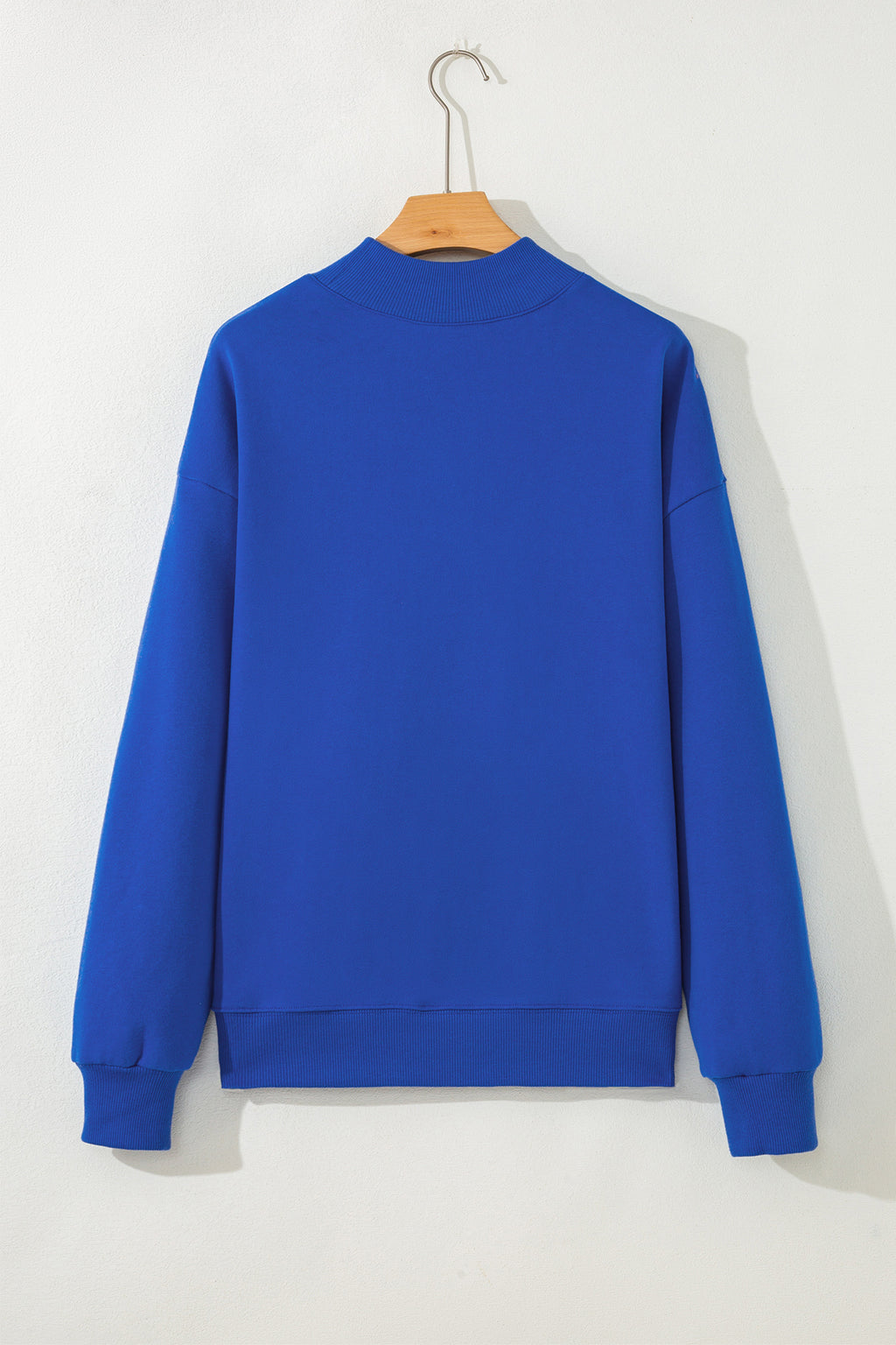 Dark Blue Sequin Baseball Patched Game Day Mock Neck Sweatshirt
